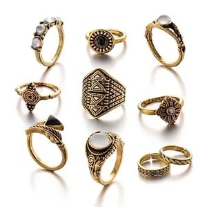 10 PIECE FEMME STONE KNUCKLE RING SET